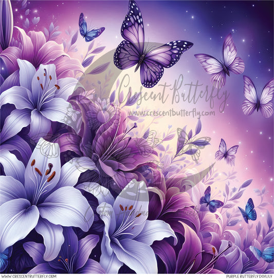 Purple Butterfly Daylily Printed Vinyl Sheet/Wrap