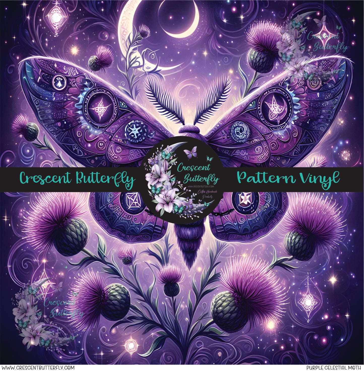 Purple Celestial Moth Printed Vinyl Sheet/Wrap