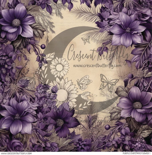 Purple Christmas Flower 1 Printed Vinyl Sheet/Wrap