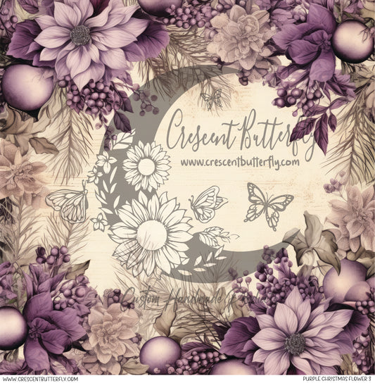 Purple Christmas Flower 3 Printed Vinyl Sheet/Wrap