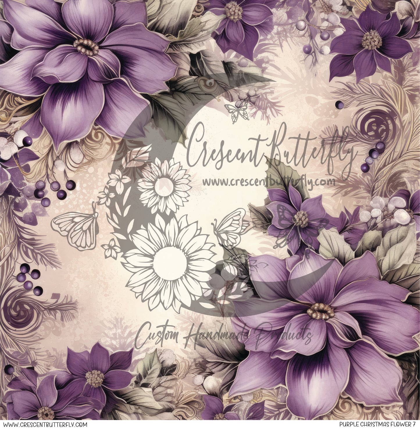 Purple Christmas Flower 7 Printed Vinyl Sheet/Wrap