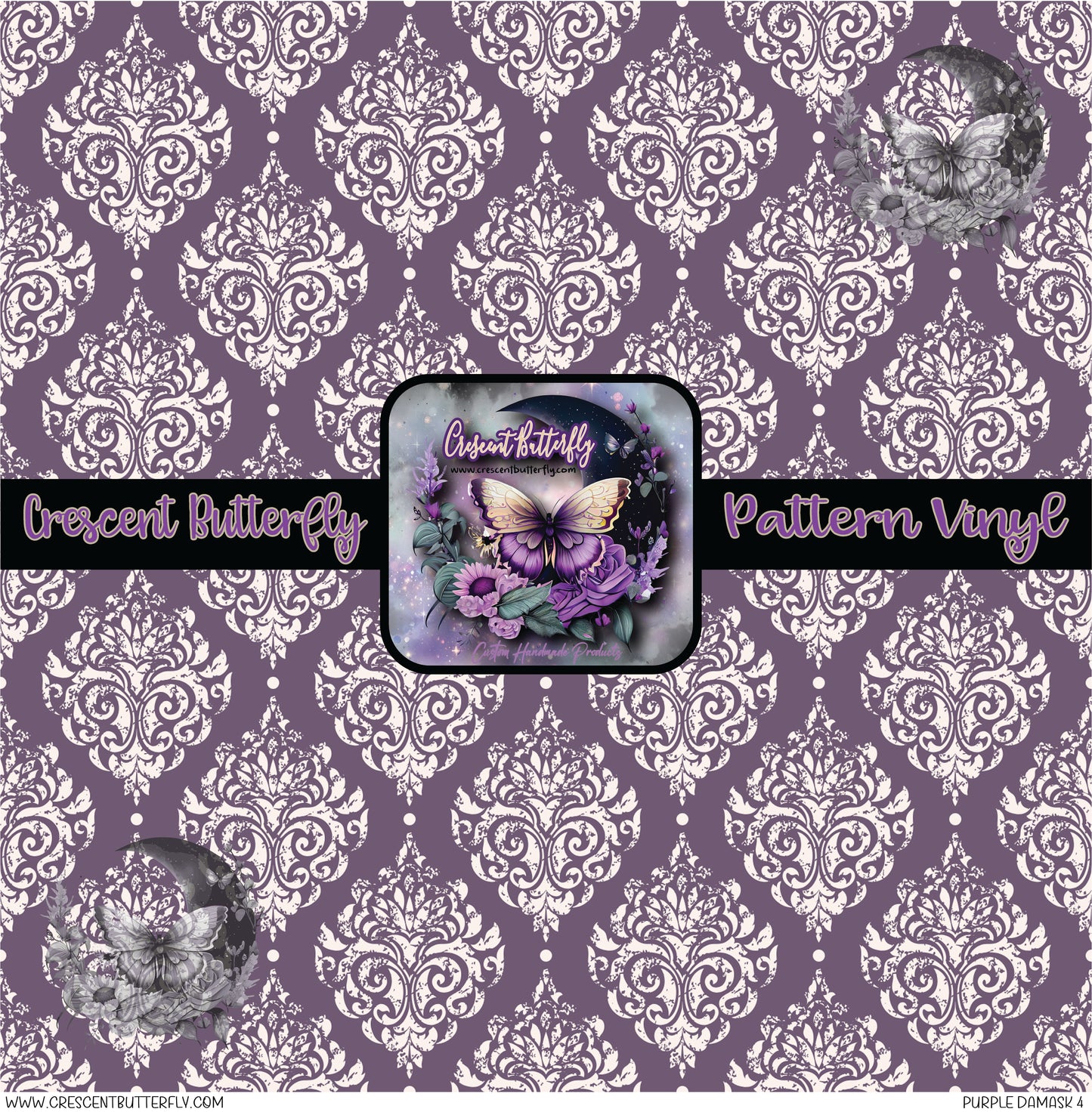 Purple Damask 4 Printed Vinyl Sheet/Wrap