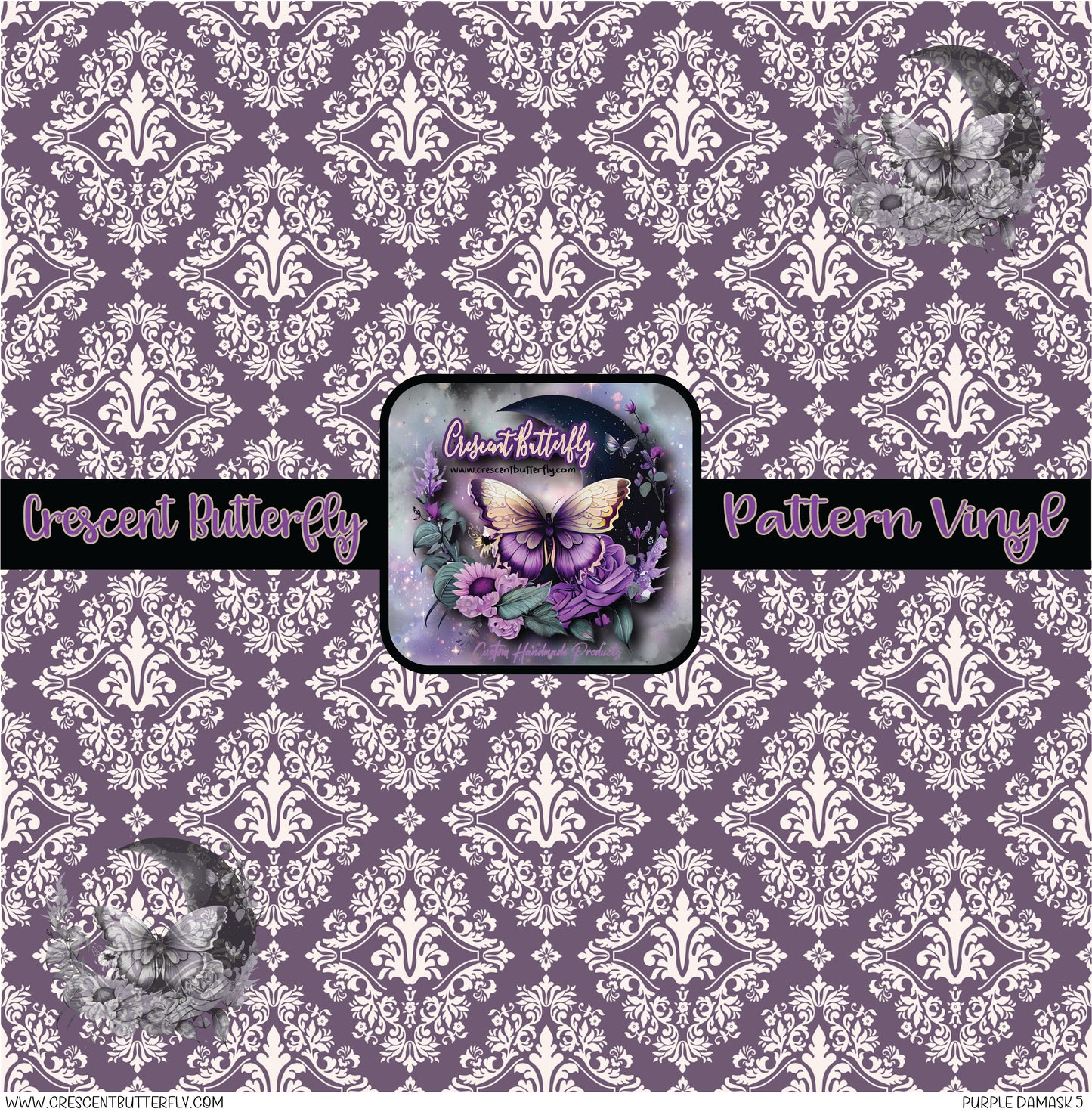 Purple Damask 5 Printed Vinyl Sheet/Wrap
