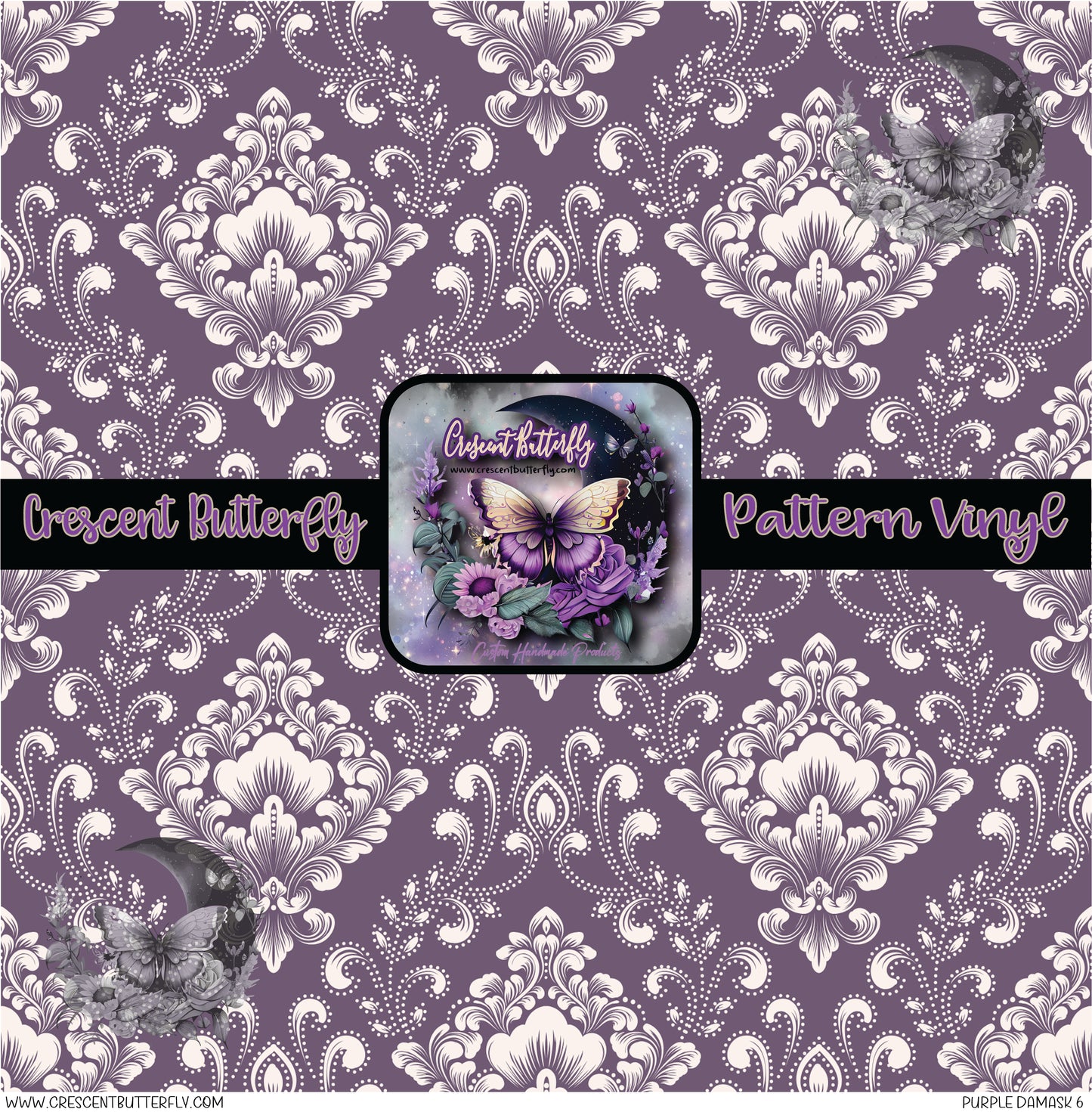 Purple Damask 6 Printed Vinyl Sheet/Wrap