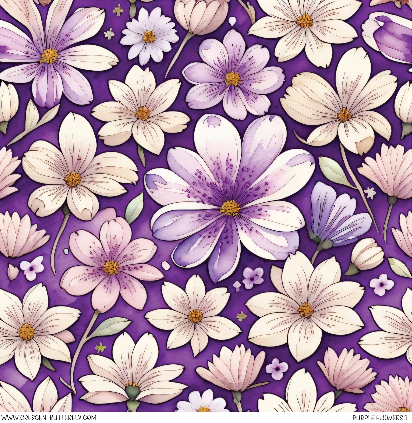 Purple Flowers 1 Printed Vinyl Sheet/Wrap