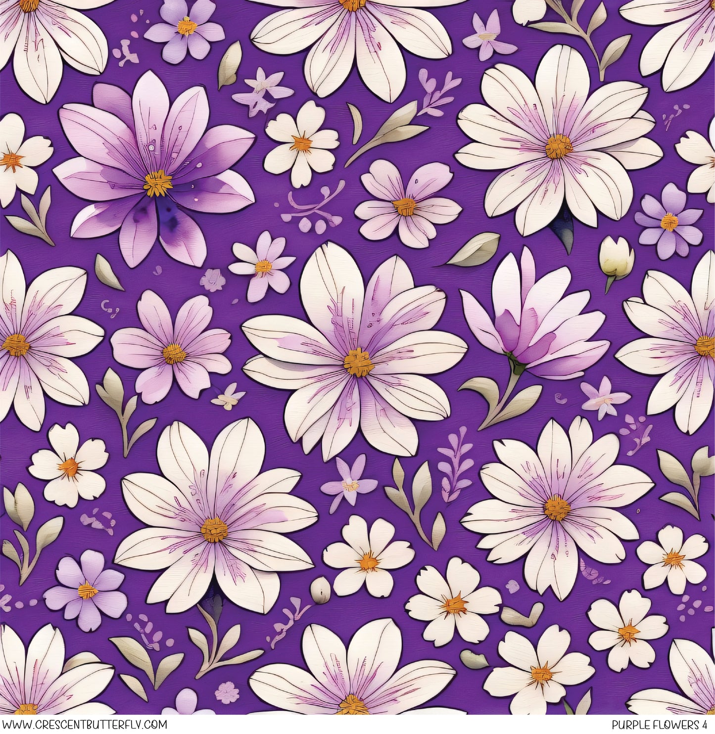 Purple Flowers 4 Printed Vinyl Sheet/Wrap