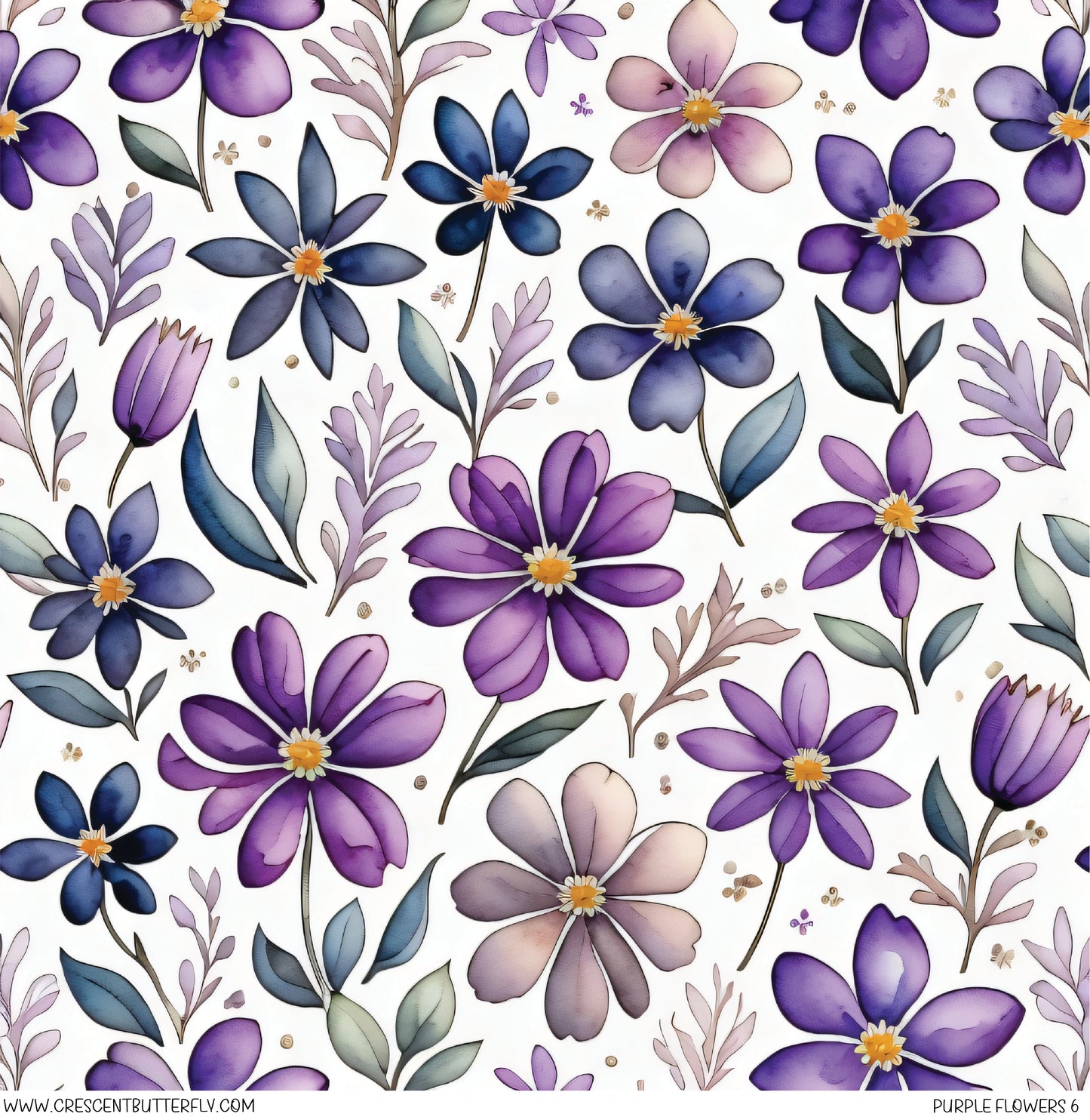 Purple Flowers 6 Printed Vinyl Sheet/Wrap