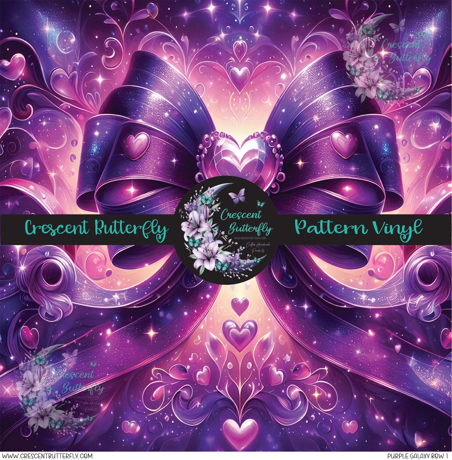 Purple Galaxy Bow 1 Printed Vinyl Sheet/Wrap