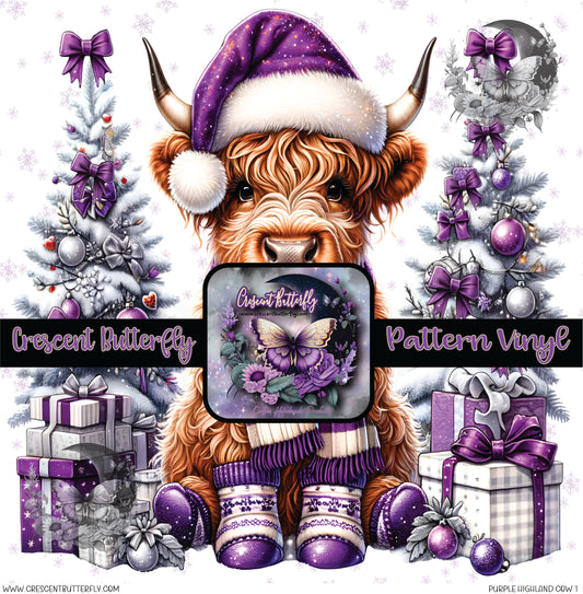 Purple Highland Cow 1 Printed Vinyl Sheet-Tumbler Wrap