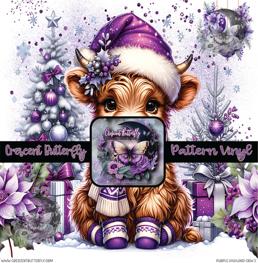 Purple Highland Cow 2 Printed Vinyl Sheet-Tumbler Wrap