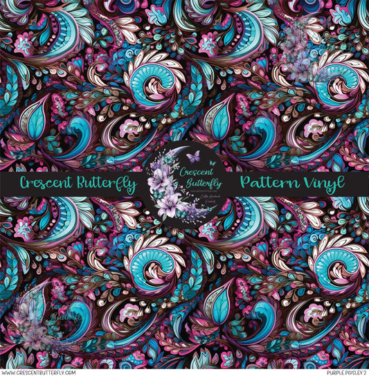 Purple Paisley 2 Printed Vinyl Sheet/Wrap