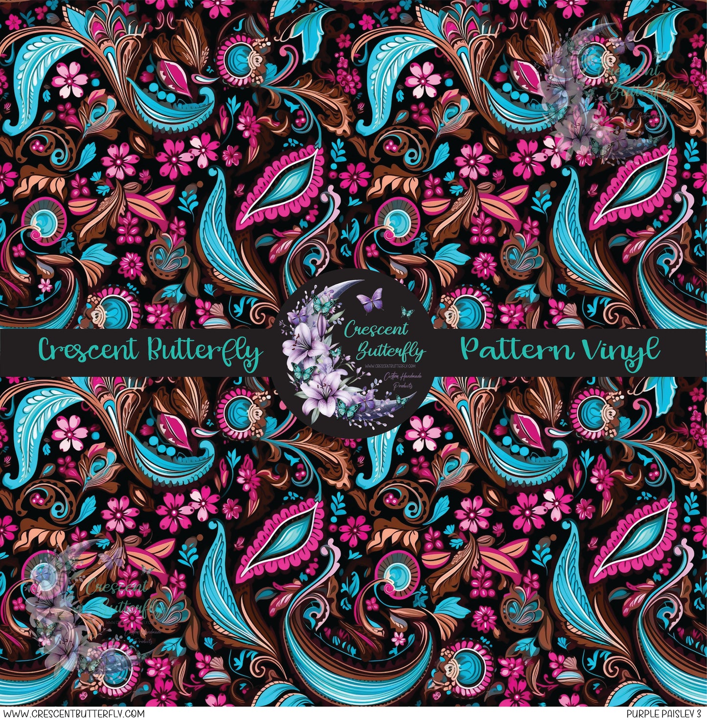 Purple Paisley 3 Printed Vinyl Sheet/Wrap