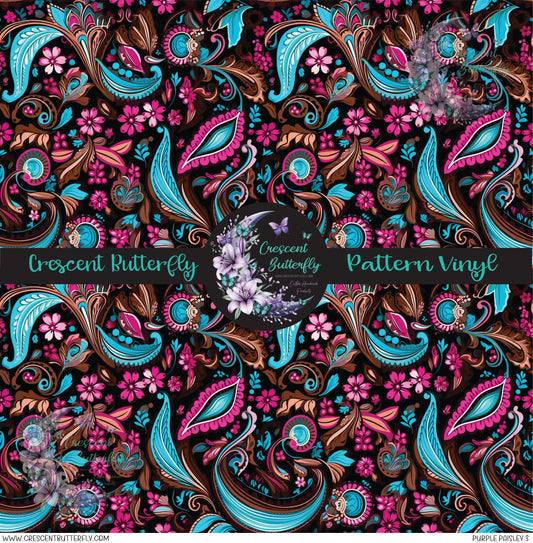 Purple Paisley 3 Printed Vinyl Sheet/Wrap