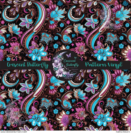Purple Paisley 4 Printed Vinyl Sheet/Wrap
