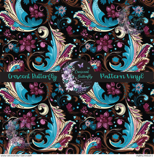 Purple Paisley 5 Printed Vinyl Sheet/Wrap