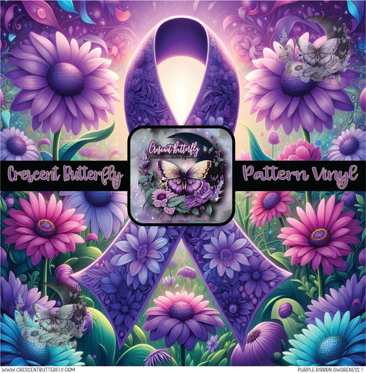Purple Ribbon Awareness 1 Printed Vinyl Sheet/Wrap