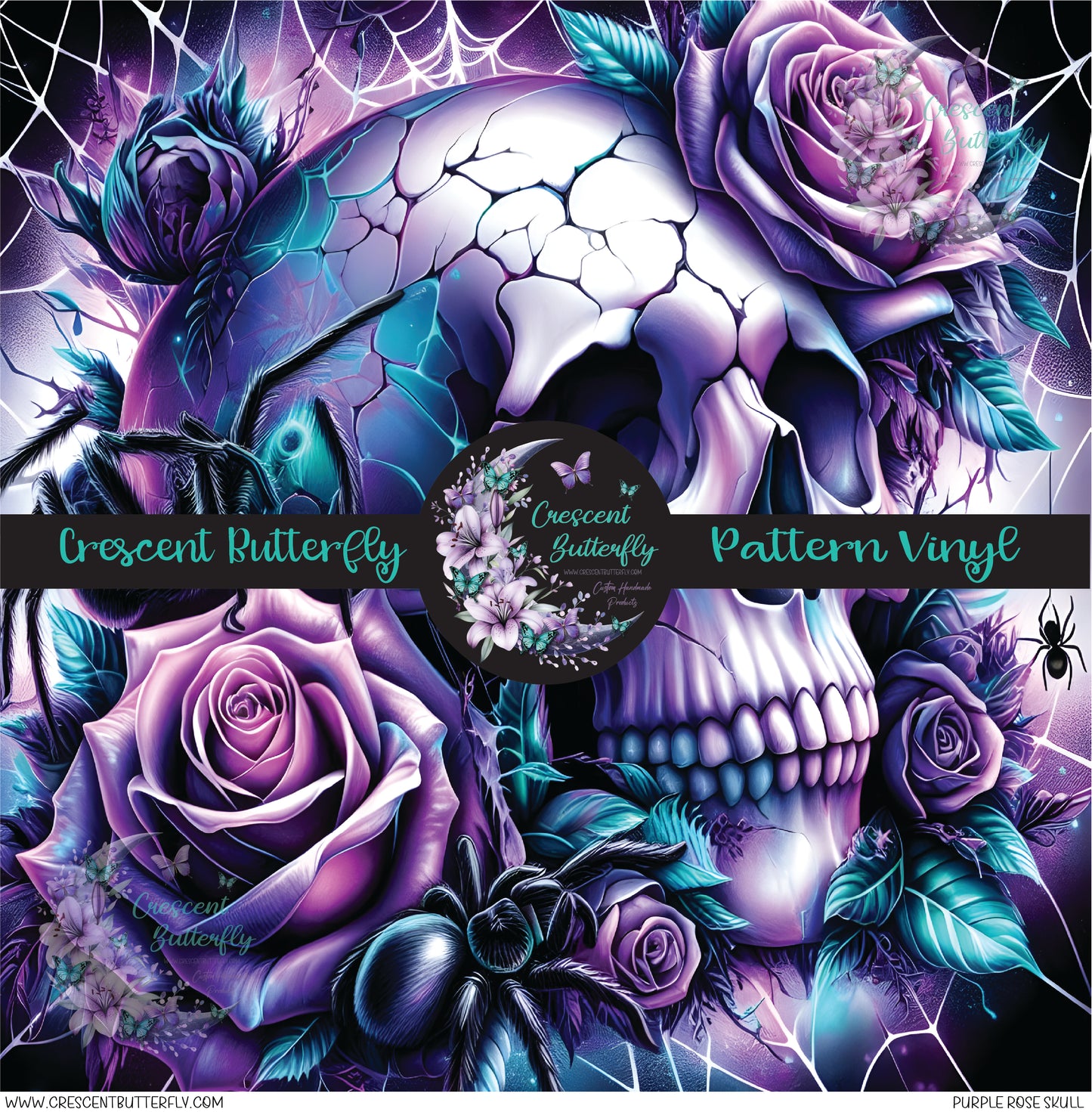 Purple Rose Skull Printed Vinyl Sheet/Wrap