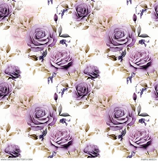 Purple Roses 6 Printed Vinyl Sheet/Wrap