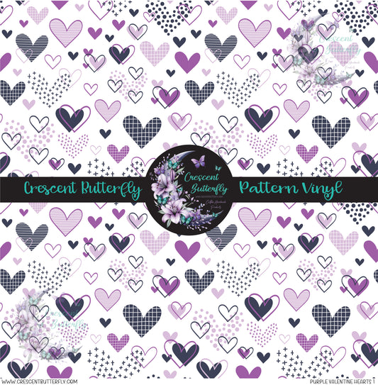 Purple Valentine Hearts 1 Printed Vinyl Sheet/Wrap