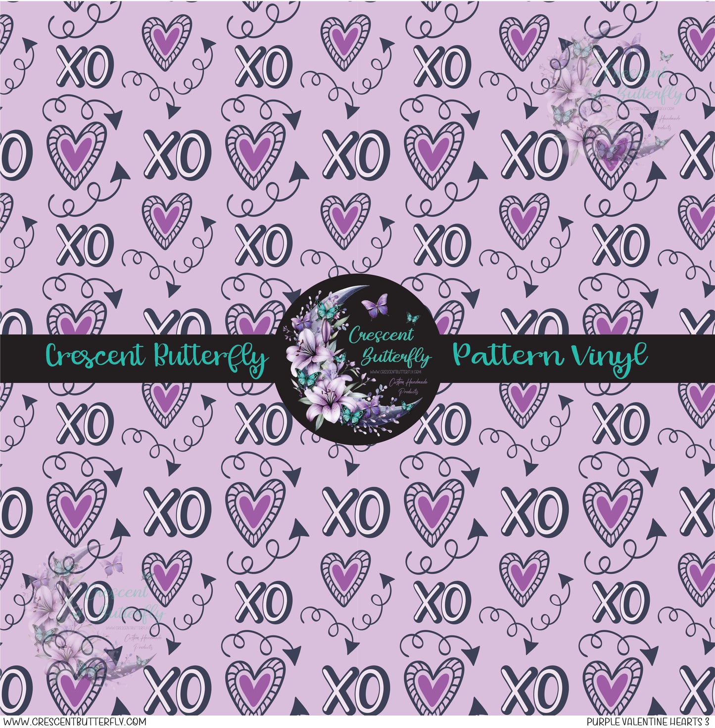 Purple Valentine Hearts 3 Printed Vinyl Sheet/Wrap