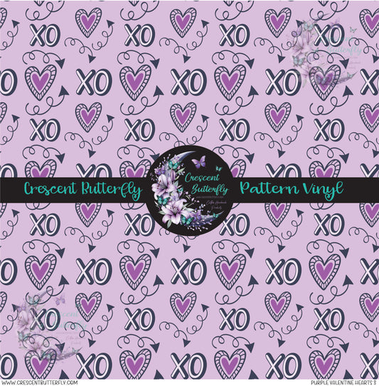 Purple Valentine Hearts 3 Printed Vinyl Sheet/Wrap