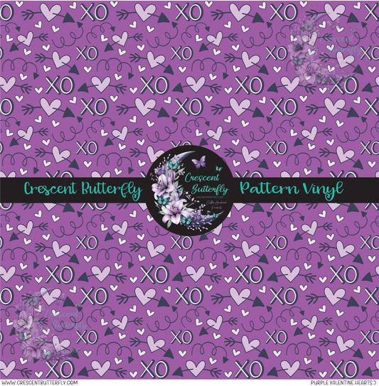 Purple Valentine Hearts 5 Printed Vinyl Sheet/Wrap