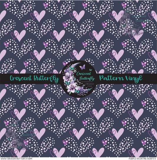 Purple Valentine Hearts 6 Printed Vinyl Sheet/Wrap
