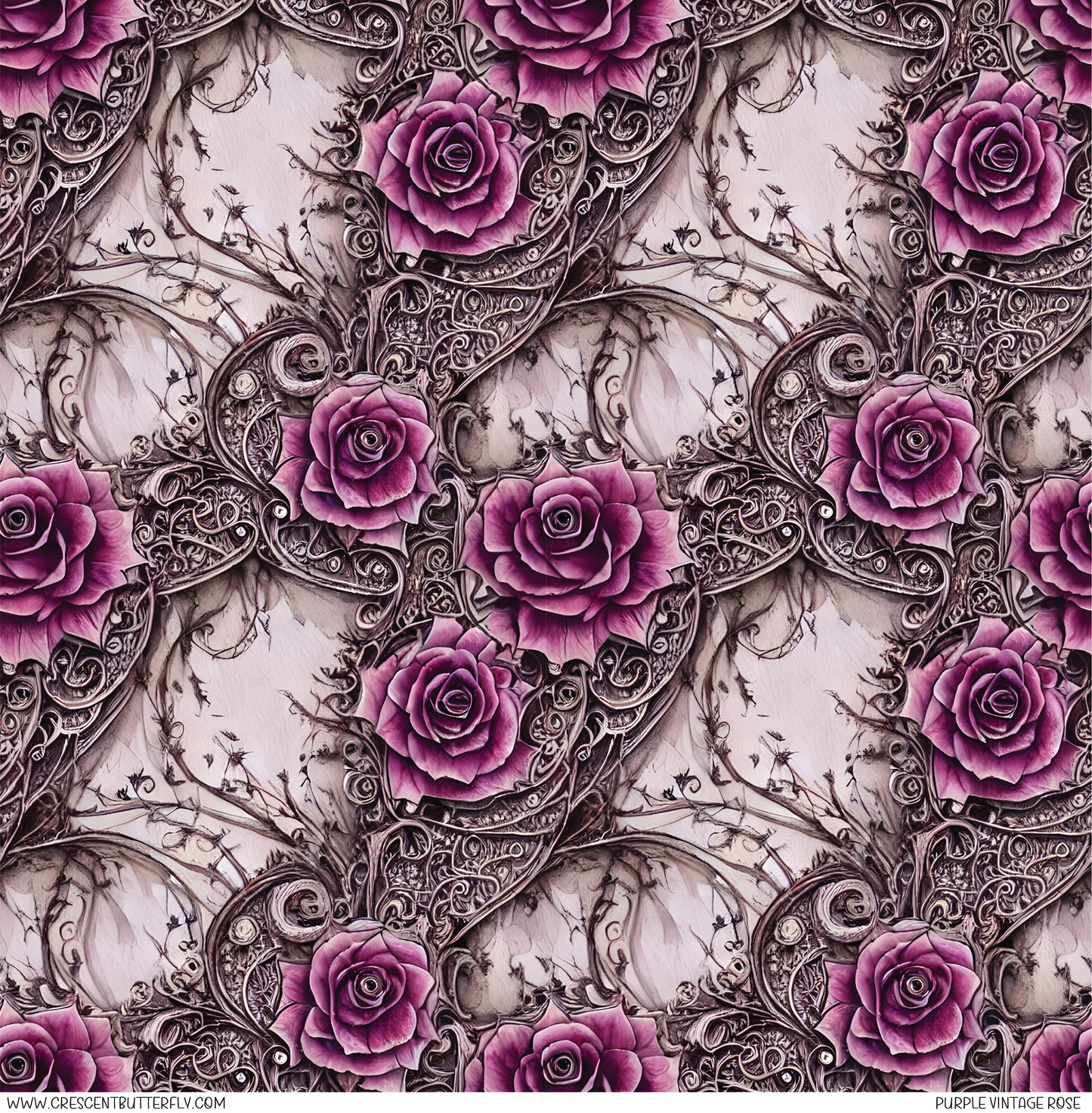 Purple Vintage Rose Printed Vinyl Sheet-Tumbler Wrap