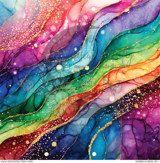 Rainbow Alcohol Ink 1 Printed Vinyl Sheet/Wrap