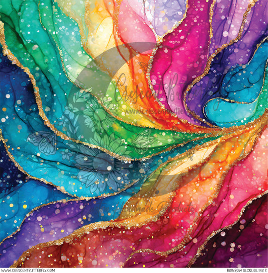 Rainbow Alcohol Ink 3 Printed Vinyl Sheet/Wrap