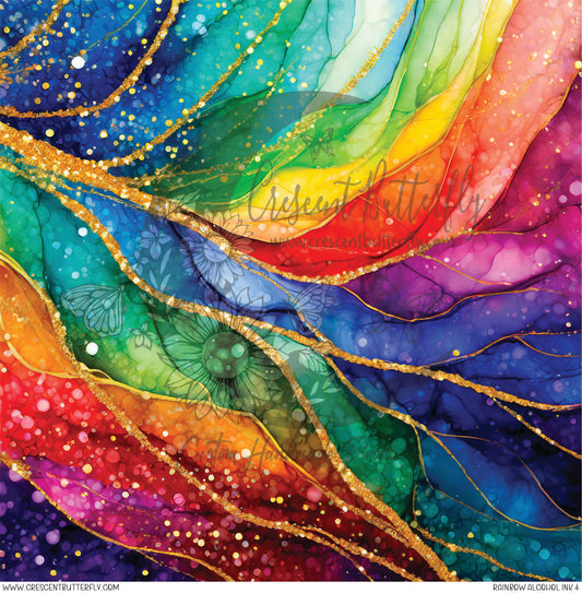 Rainbow Alcohol Ink 4 Printed Vinyl Sheet/Wrap