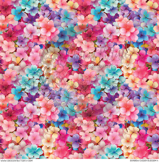 Rainbow Cherry Blossom 4 Printed Vinyl Sheet/Wrap