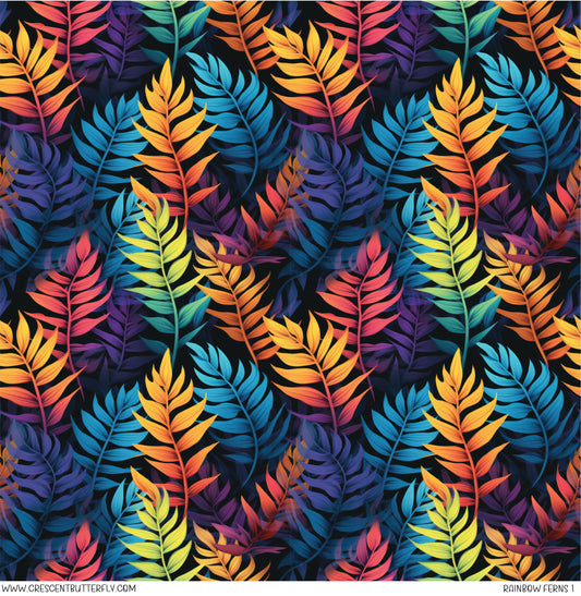 Rainbow Ferns 1 Printed Vinyl Sheet/Wrap