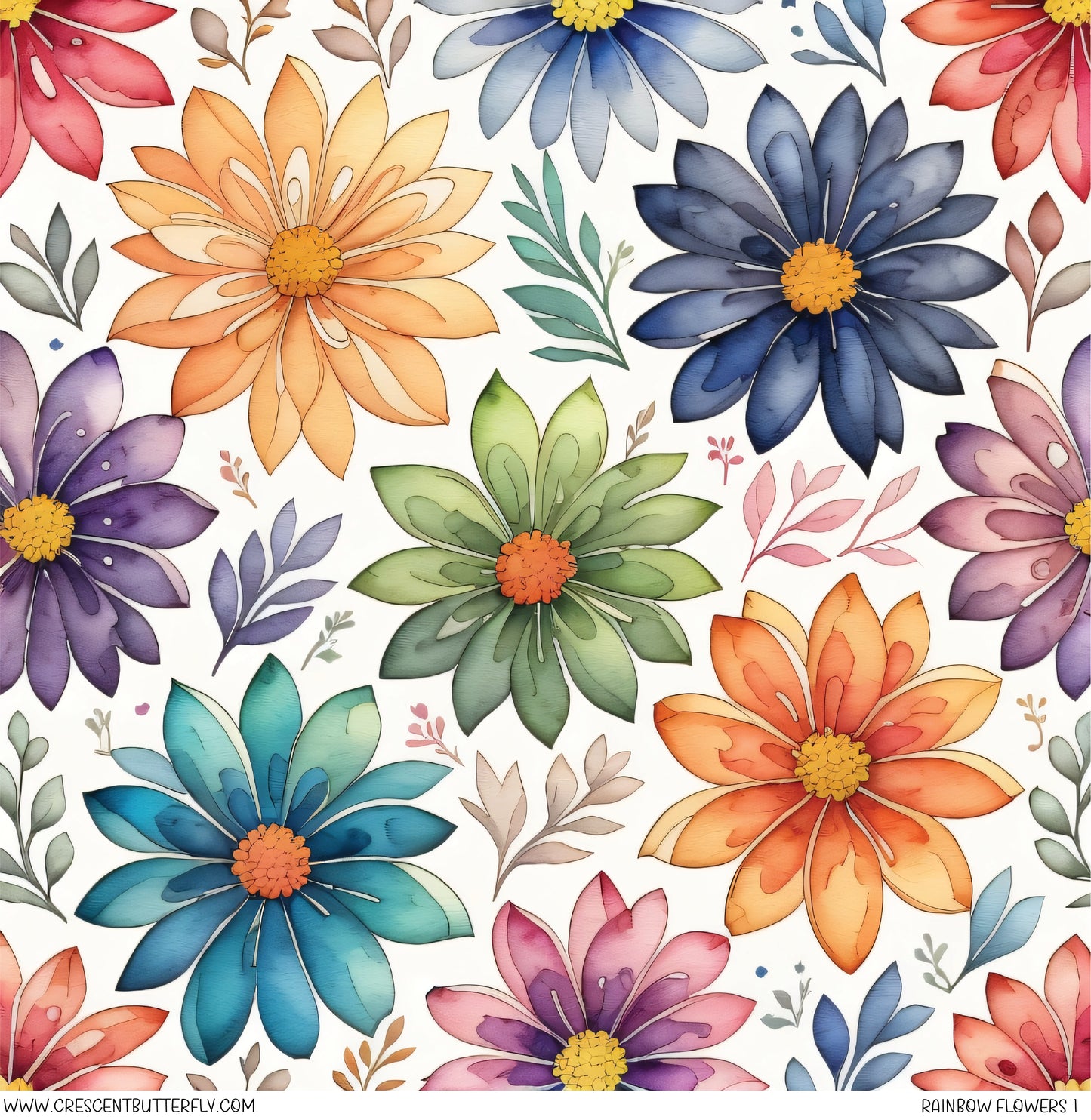 Rainbow Flowers 1 Printed Vinyl Sheet/Wrap