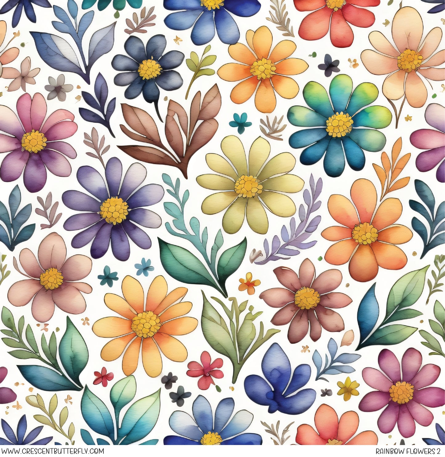 Rainbow Flowers 2 Printed Vinyl Sheet/Wrap