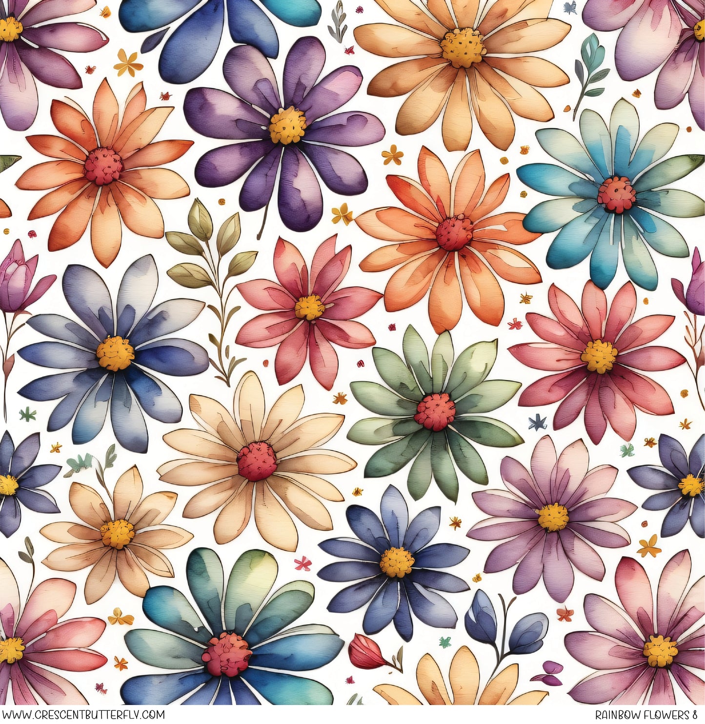 Rainbow Flowers 8 Printed Vinyl Sheet/Wrap