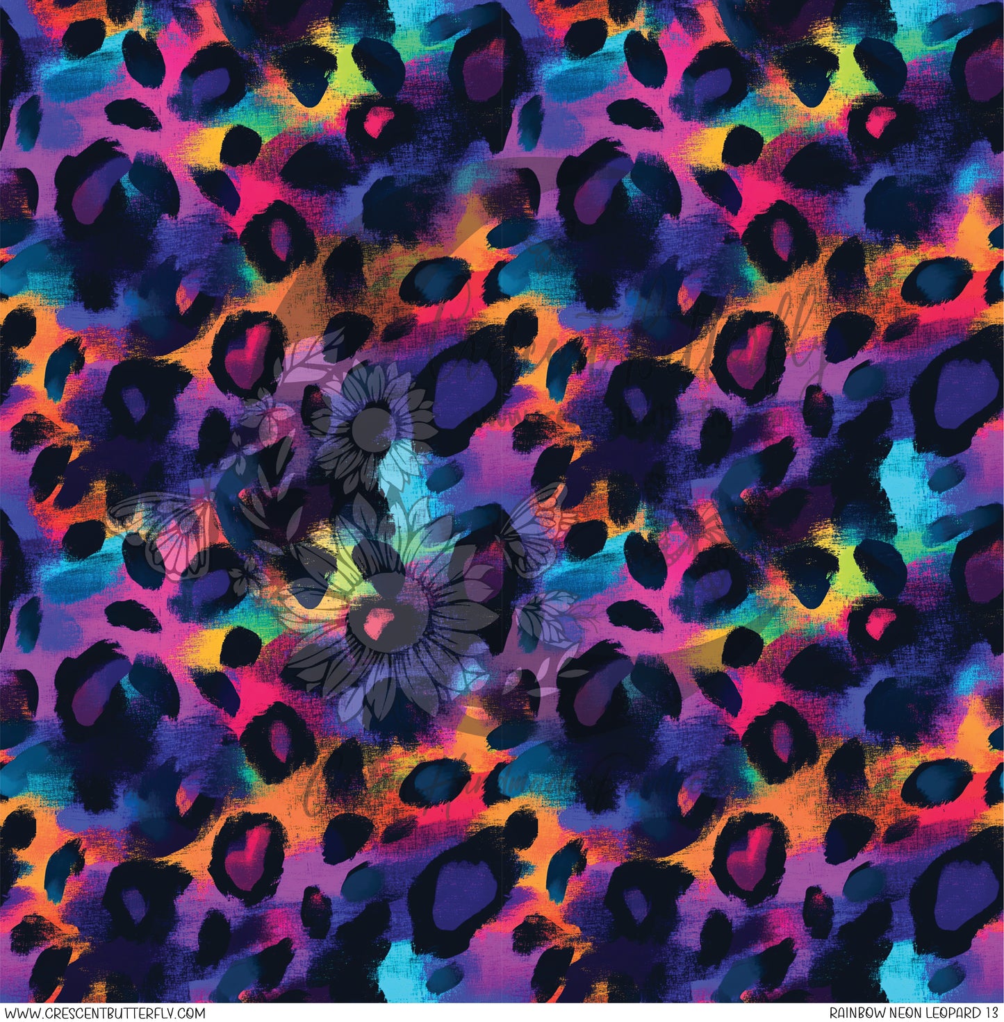 Rainbow Neon Leopard 13 Printed Vinyl Sheet/Wrap