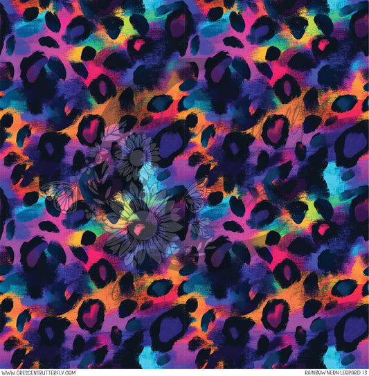 Rainbow Neon Leopard 13 Printed Vinyl Sheet/Wrap