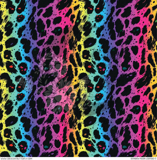 Rainbow Neon Leopard 3 Printed Vinyl Sheet/Wrap
