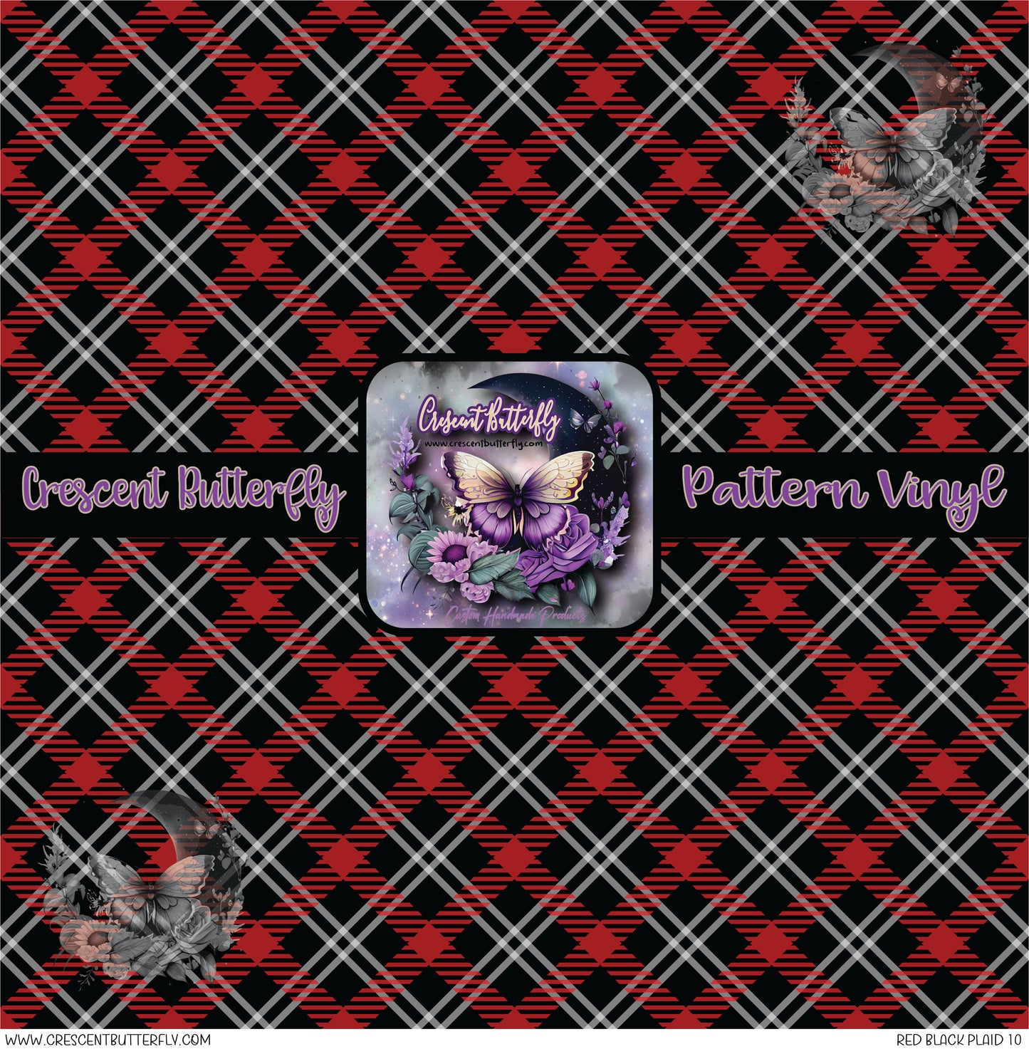 Red Black Plaid 10 Printed Vinyl Sheet/Wrap