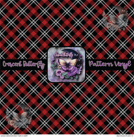 Red Black Plaid 10 Printed Vinyl Sheet/Wrap