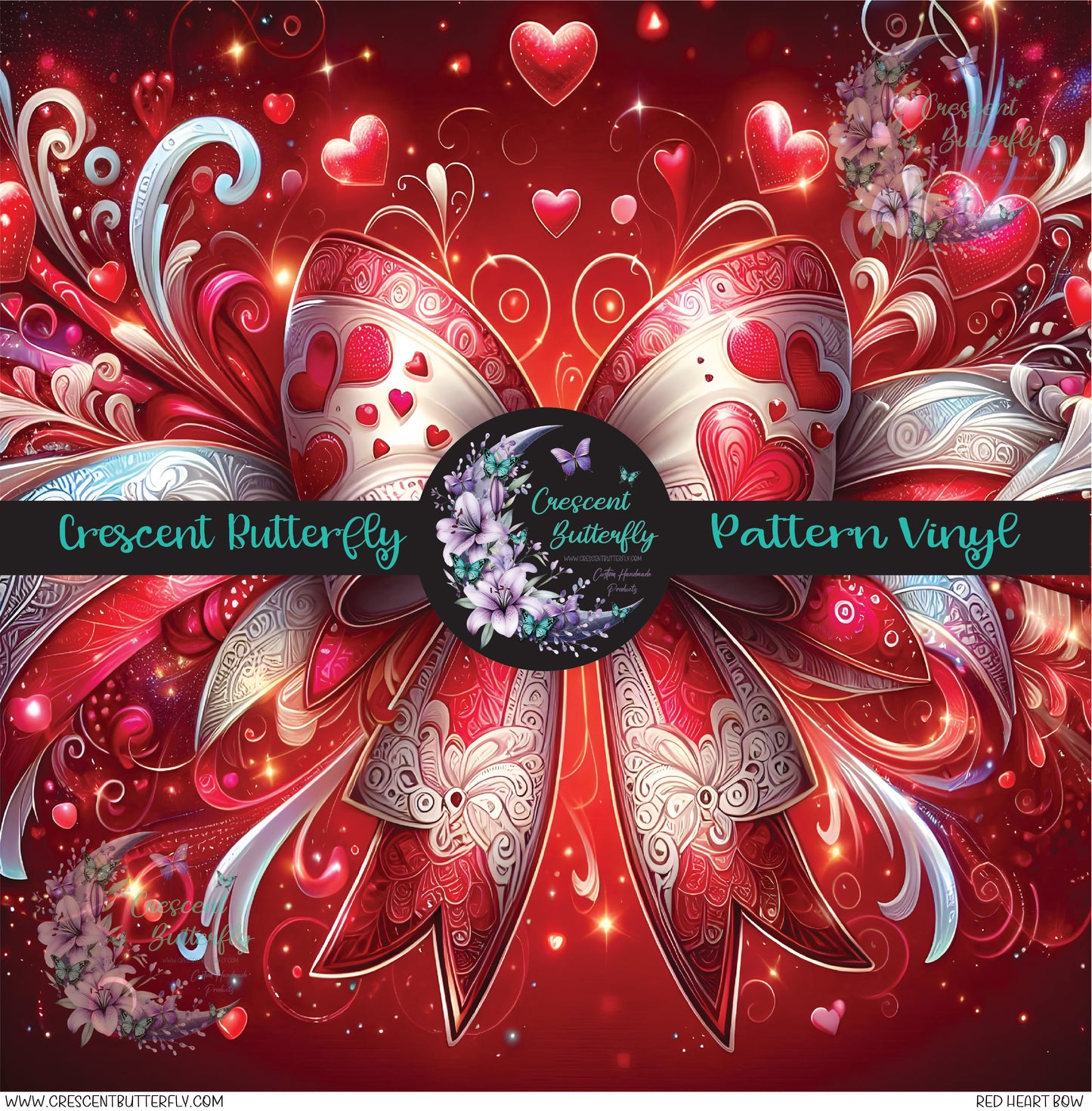 Red Heart Bow Printed Vinyl Sheet/Wrap