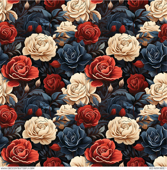 Red Navy Rose 1 Printed Vinyl Sheet-Tumbler Wrap