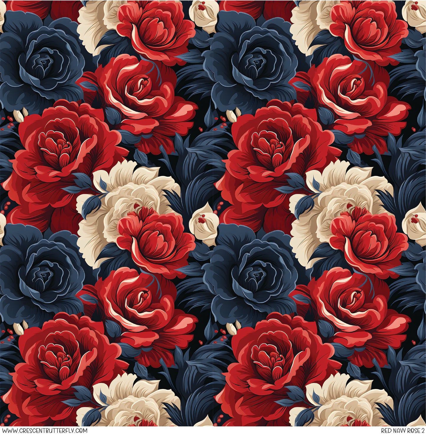 Red Navy Rose 2 Printed Vinyl Sheet-Tumbler Wrap