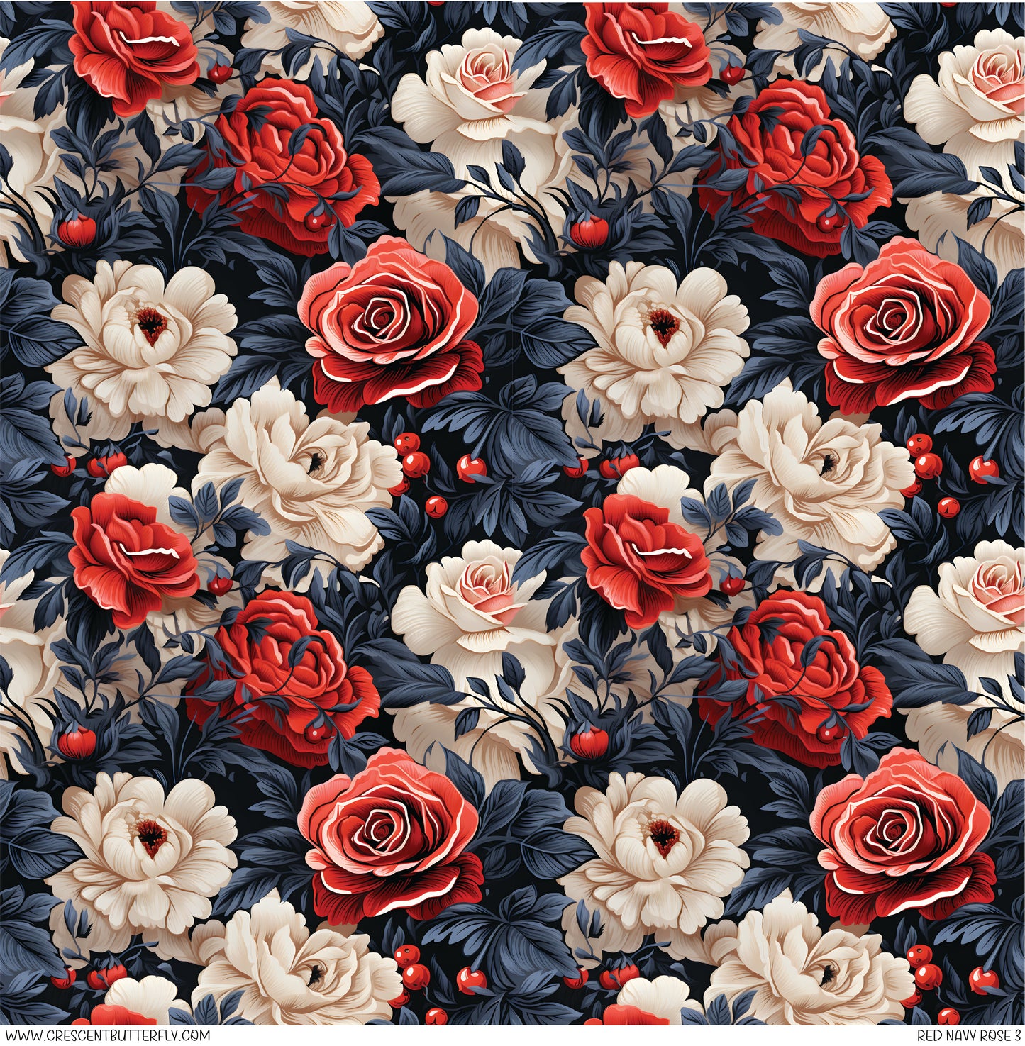 Red Navy Rose 3 Printed Vinyl Sheet-Tumbler Wrap