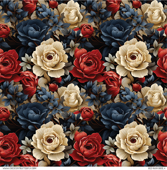 Red Navy Rose 4 Printed Vinyl Sheet/Wrap