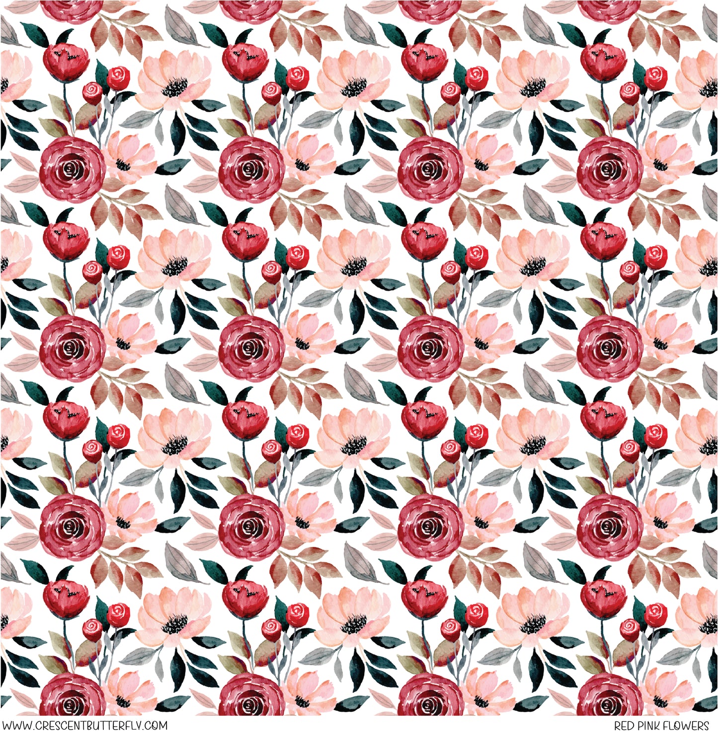 Red Pink Flowers Vinyl Sheet/Wrap