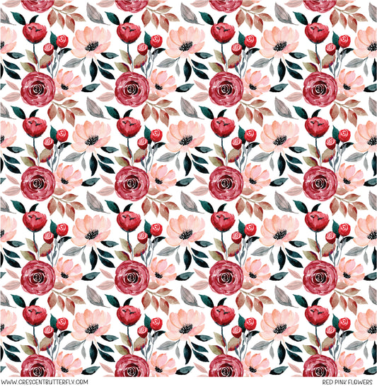 Red Pink Flowers Vinyl Sheet/Wrap