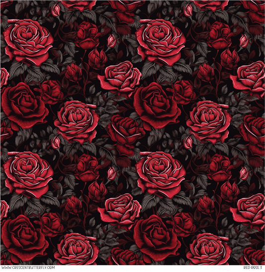 Red Rose 3 Pattern Vinyl Sheet/Wrap