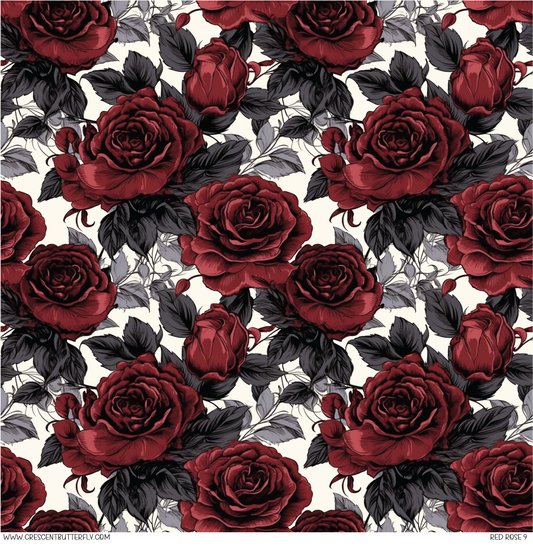 Red Rose 9 Pattern Vinyl Sheet/Wrap